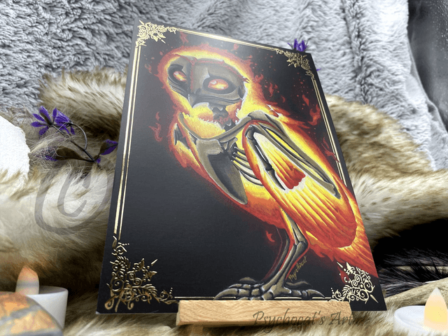 Phoenix-chouette doré 15X21cm
