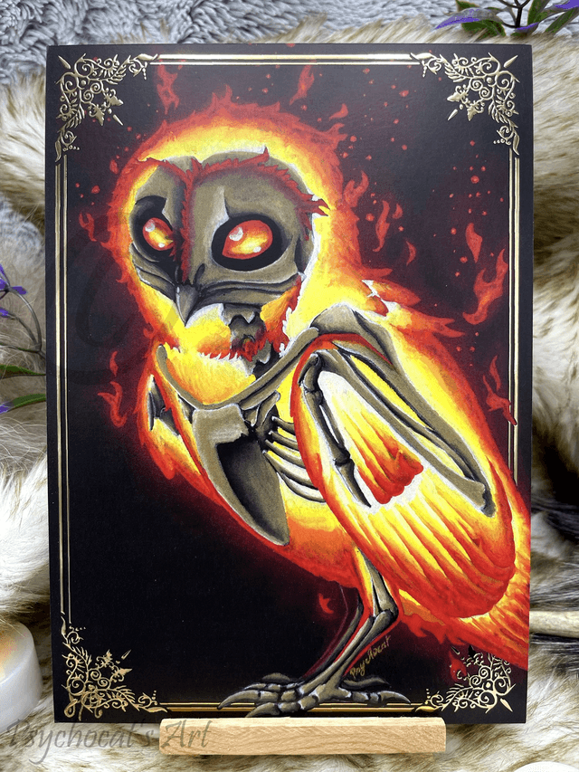 Phoenix-chouette doré 15X21cm