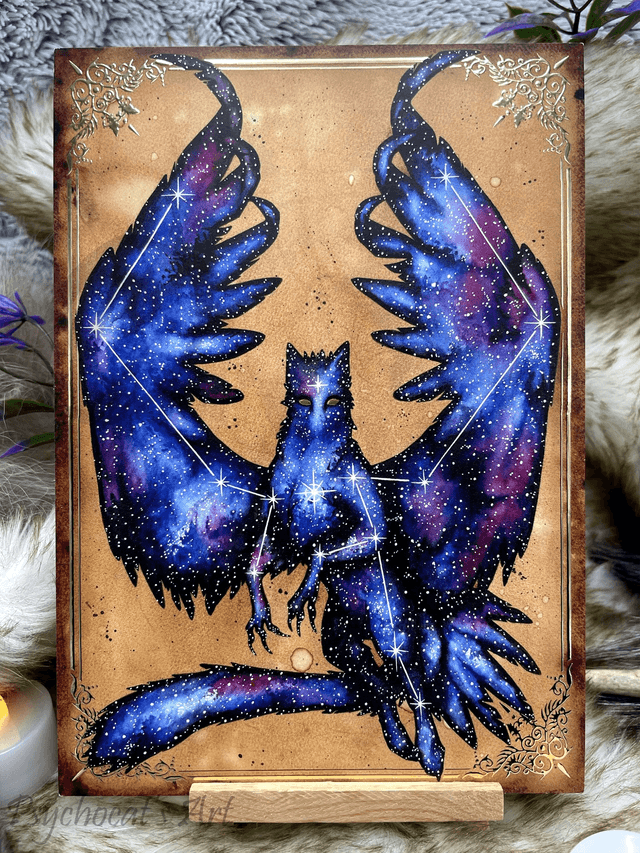 Griffon Cosmique doré 15X21cm